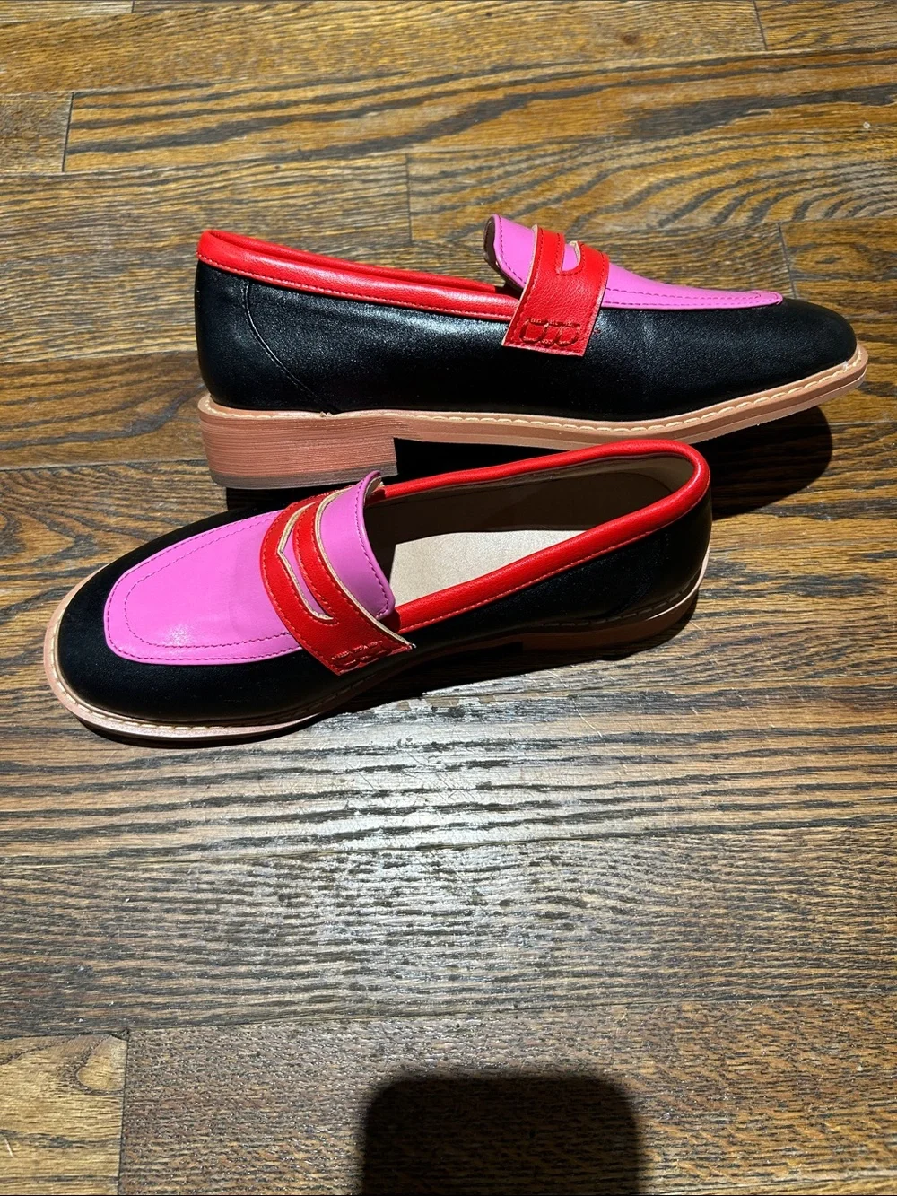 Women’s Two-Tone Pink and Black Penny Loafers size 37